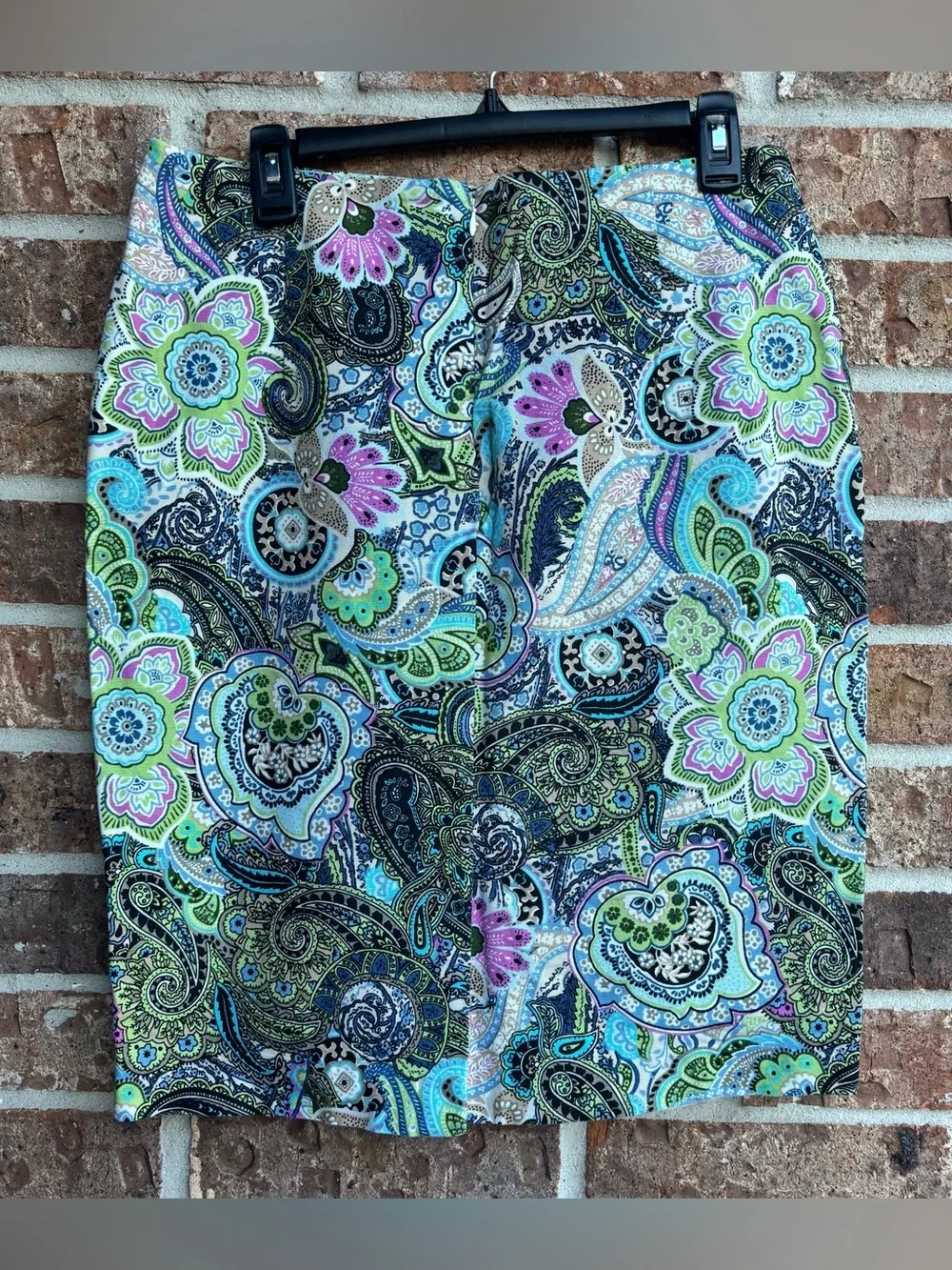 Talbots Paisley Pencil Skirt - Green, Blue, Pink
